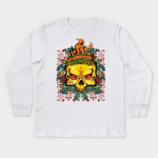 "Knowledge" Skull Big Chief Native Pride Kids Long Sleeve T-Shirt